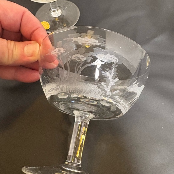 Vintage Etched East Germany Crystal Coupe Set Hunting/Wildlife Scene - Picture 9 of 16